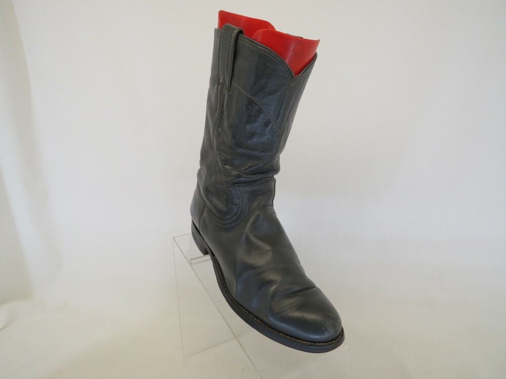 Justin Roper Gray All Leather Cowboy Western Boots Womens Size 6 B